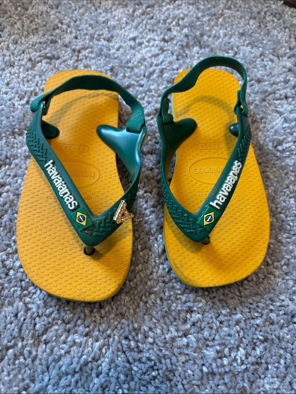 Havaianas Unisex-Child Brazil Logo Flip Flop Sandal with letter A rhinestone